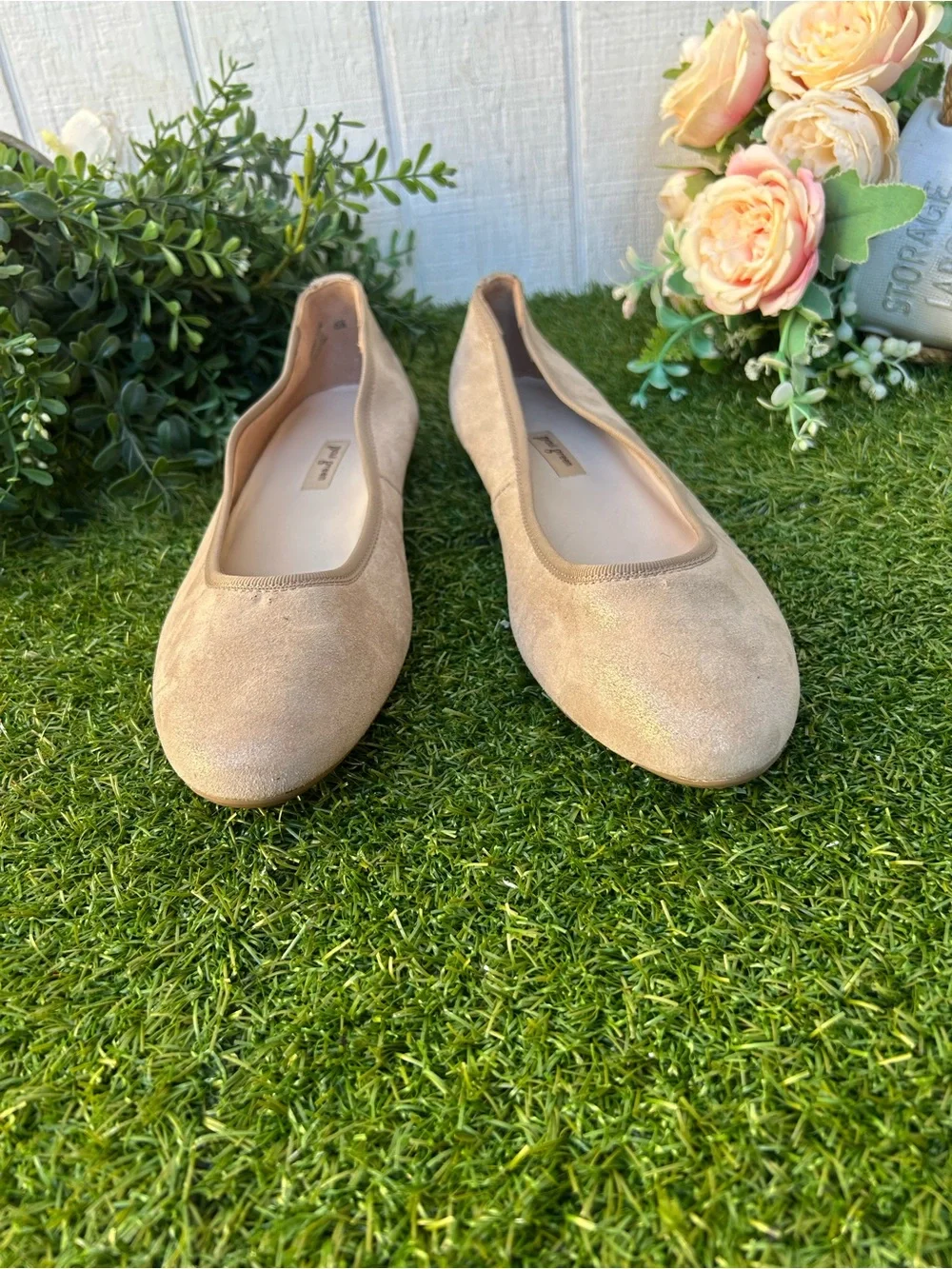 Paul Green Ursula Ballet Flat In Cashmere Suede Metallic women size US 9 $398